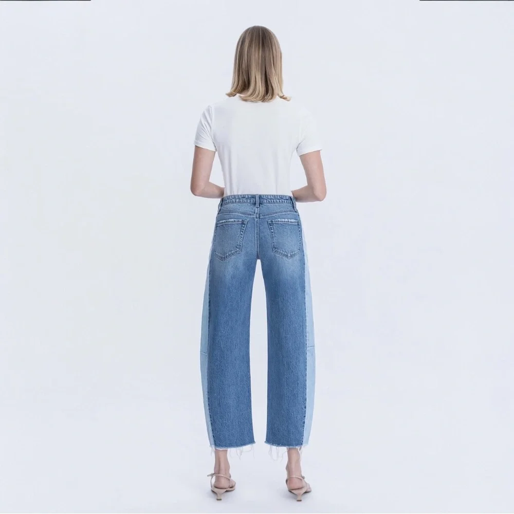 Flying Monkey High Rise Two Tone Barrel Leg Jeans - Picture 5 of 9